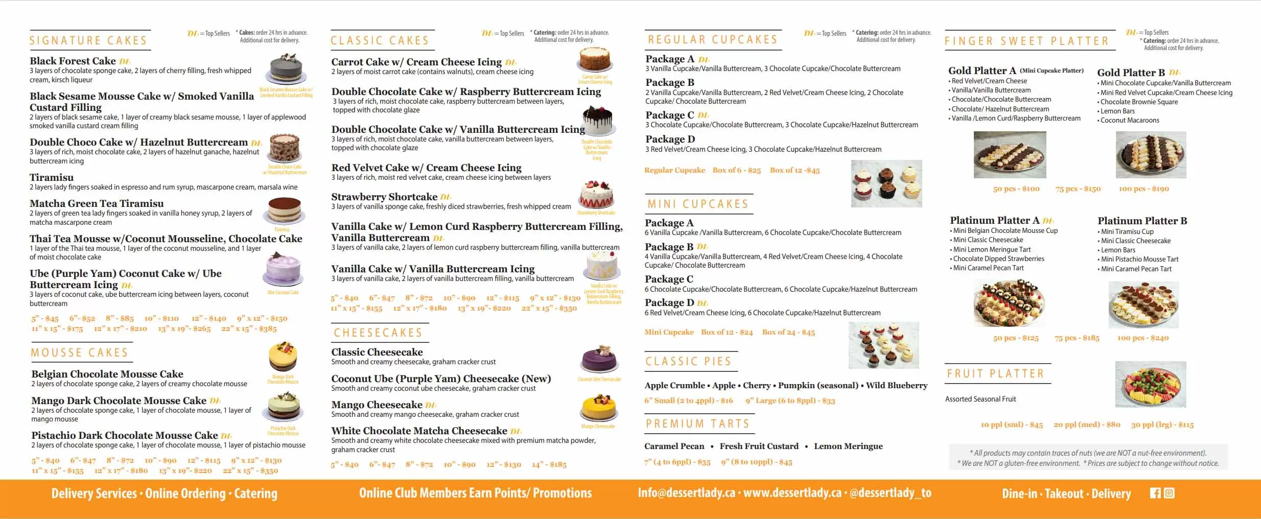 Main Menu Dessert Lady Cafe and Bakery